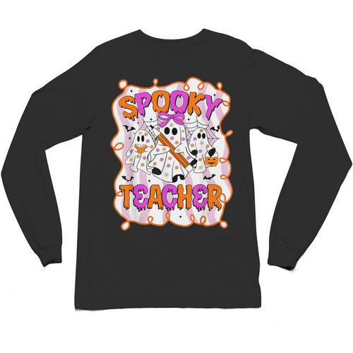 Spooky Teacher Ghost Pencil Teacher Halloween Teacher Unisex Long Sleeve T-Shirt - teacherstshirts.com