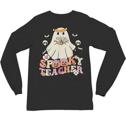 Spooky Teacher Groovy Retro Ghost Teacher Halloween 2023 For Men Women Kids Unisex Long Sleeve T-Shirt - teacherstshirts.com DE