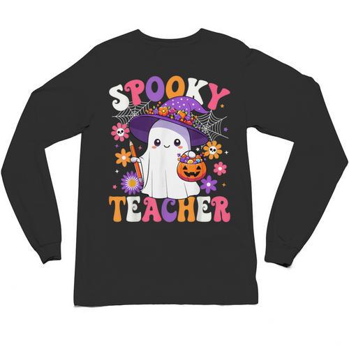 Spooky Teacher Halloween Cute Halloween Teacher Ghost Unisex Long Sleeve T-Shirt - teacherstshirts.com AU