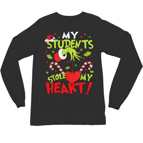 My Students Stole My Heart Teacher Holiday Merry Christmas Unisex Long Sleeve T-Shirt - teacherstshirts.com UK
