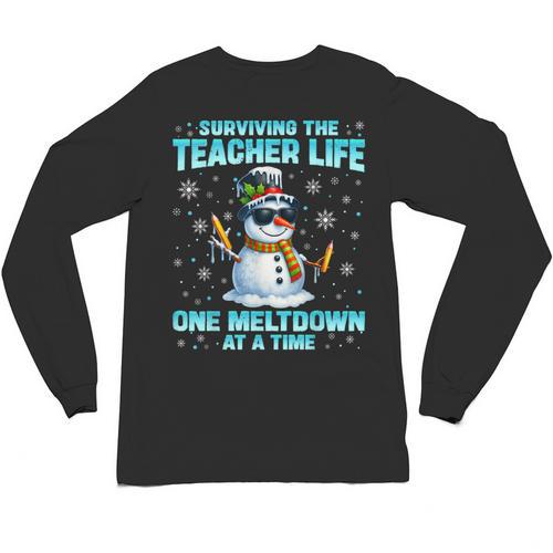 Surviving The Teacher Life Pjs Pajamas Christmas Xmas Teache Unisex Long Sleeve T-Shirt - teacherstshirts.com AU
