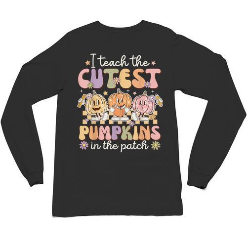 I Teach The Cutest Pumpkins In The Patch Teacher Retro Unisex Long Sleeve T-Shirt - teacherstshirts.com