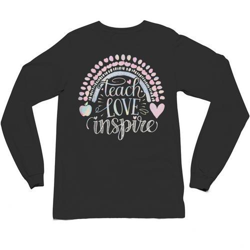Teach Love Inspire Teacher Unisex Long Sleeve T-Shirt - teacherstshirts.com CA