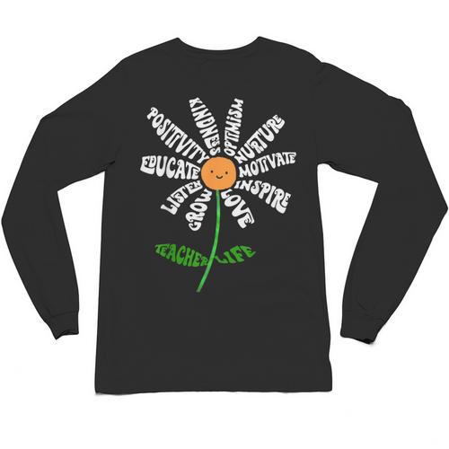 Teach Love Inspire Teachers Inspirational Flower Teachers Unisex Long Sleeve T-Shirt - teacherstshirts.com DE