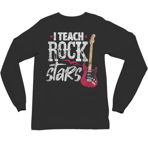 I Teach Rock Stars Music Teacher Guitar Player Unisex Long Sleeve T-Shirt - teacherstshirts.com DE