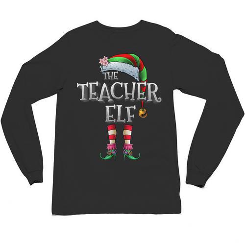 The Teacher Elf Shirt Matching Family Christmas Elf Men Women Kids Unisex Long Sleeve T-Shirt - teacherstshirts.com DE
