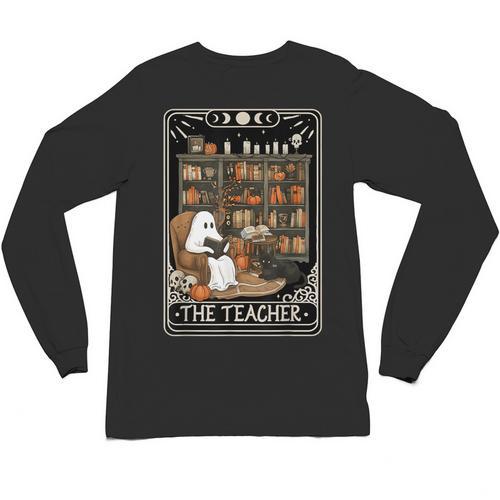 The Teacher Ghost Book Reading Books Lover Halloween Unisex Long Sleeve T-Shirt - teacherstshirts.com DE