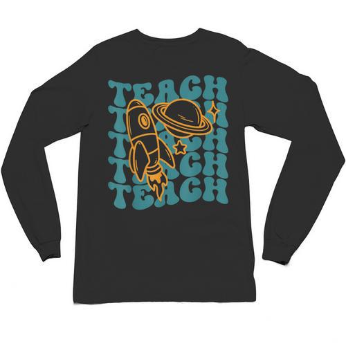 Teacher Outer Space Science Astronomy Planet Saturn Teach Unisex Long Sleeve T-Shirt - teacherstshirts.com
