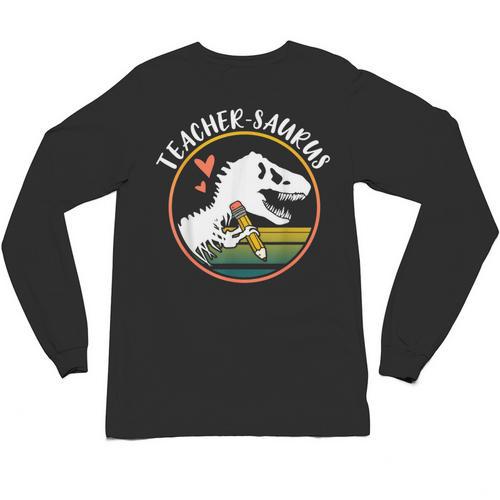 Teacher-Saurus Dinosaur Teacher Design T-Rex Design Unisex Long Sleeve T-Shirt - teacherstshirts.com