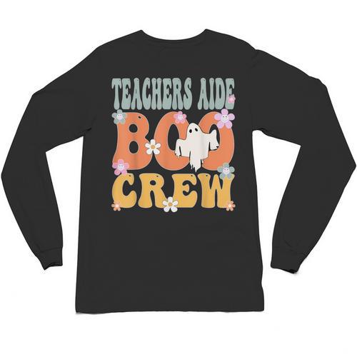 Teachers Aide Boo Crew Ghost Groovy Halloween For Women Unisex Long Sleeve T-Shirt - teacherstshirts.com UK