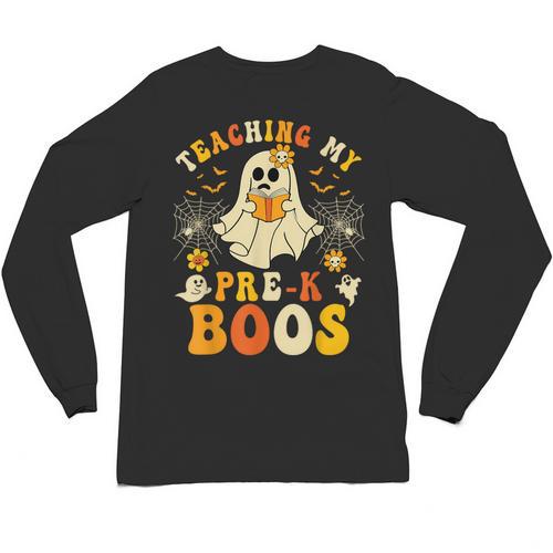 Teaching My Pre-K Boos Crew Teachers Halloween Ghost Unisex Long Sleeve T-Shirt - teacherstshirts.com UK