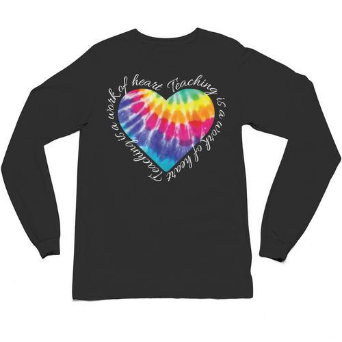Teaching Is a Work Of Heart Tie Dye Hippie For Teacher For Men Women Girls Kids Unisex Long Sleeve T-Shirt - teacherstshirts.com