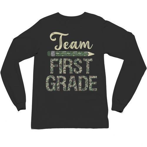 Team First Grade Camo 1st Grade Teacher Camouflage Unisex Long Sleeve T-Shirt - teacherstshirts.com DE