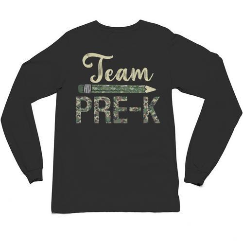 Team Pre-K Camo Pre-K Teacher Camouflage Unisex Long Sleeve T-Shirt - teacherstshirts.com UK