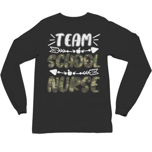 Team School Nurse Camo Teacher Student Back To School For Men Women Unisex Long Sleeve T-Shirt - teacherstshirts.com AU