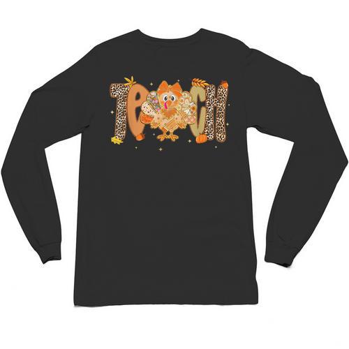 Thanksgiving Turkey Teach Thankful Teacher Girly Bow Women Unisex Long Sleeve T-Shirt - teacherstshirts.com CA