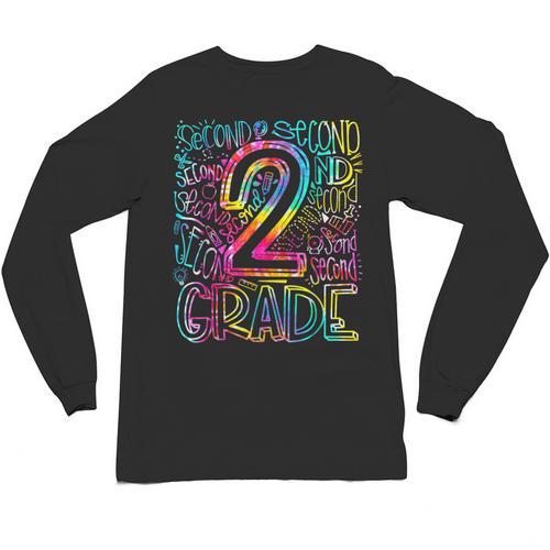 Tie Dye 2nd Grade Typography Team Second Grade Teacher Unisex Long Sleeve T-Shirt - teacherstshirts.com AU