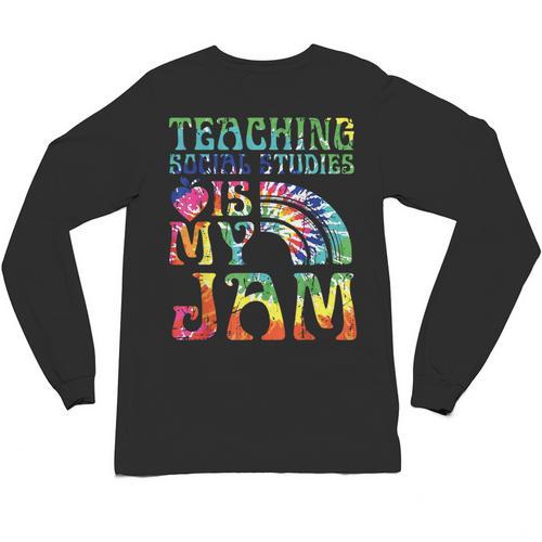 Tie Dye Teaching Social Studies Is My Jam Sunglasses Teacher Unisex Long Sleeve T-Shirt - teacherstshirts.com UK