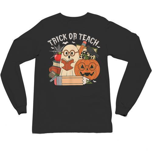 Trick Or Teach Retro Halloween Teacher Women Men Costume Unisex Long Sleeve T-Shirt - teacherstshirts.com