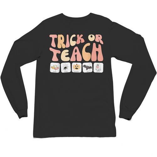 Trick Or Teach With Symbols Special Education Teacher Spooky Unisex Long Sleeve T-Shirt - teacherstshirts.com