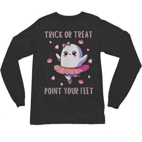 Trick Or Treat Point Your Feet Halloween Ghost Dance Teacher Unisex Long Sleeve T-Shirt - teacherstshirts.com CA