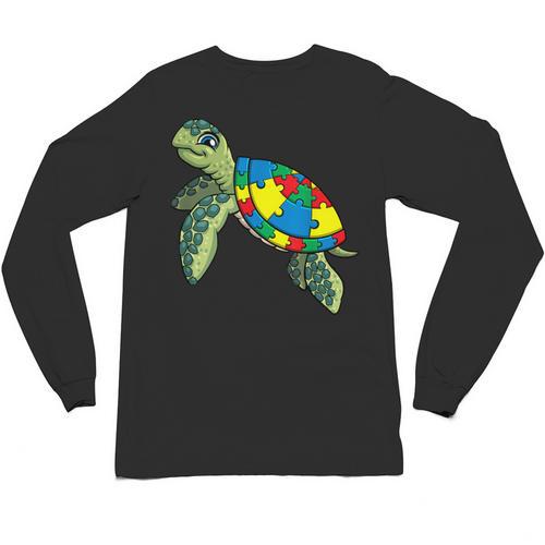 Turtle Puzzle Pieces For Autism Awareness Kids Women Teacher Unisex Long Sleeve T-Shirt - teacherstshirts.com DE