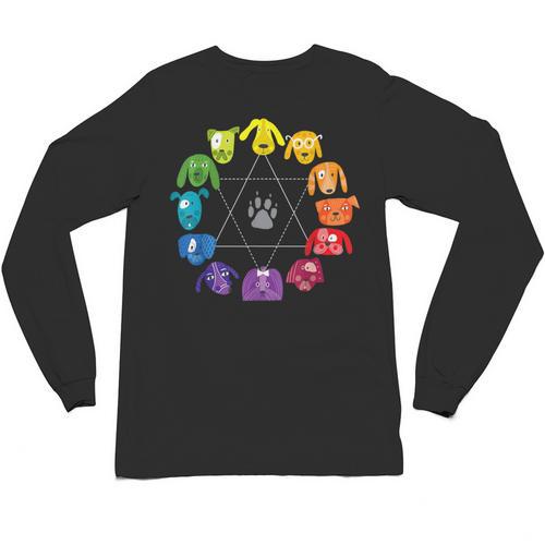 Unique For Artists By ADS Color Wheel Educational Art Teacher Dog Themed Artist Small Unisex Long Sleeve T-Shirt - teacherstshirts.com CA