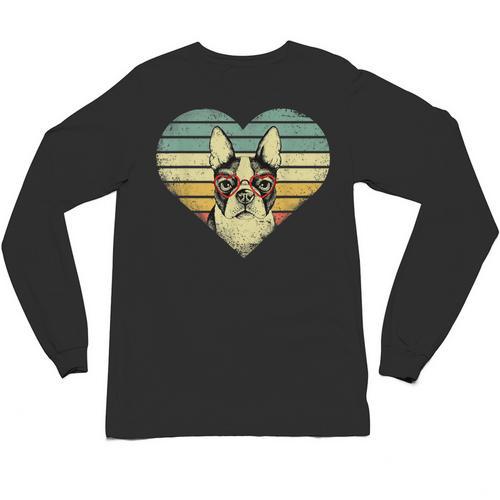 Vintage American Boston Terrier Lovers Valentine's Day Unisex Long Sleeve T-Shirt - Bostonterriersmerch.com