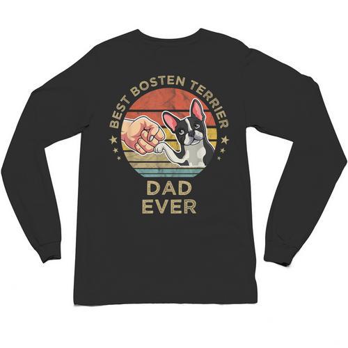 Vintage Best Boston Terrier Dad Ever Dog Father Father's Day Men Girls Kids Unisex Long Sleeve T-Shirt - Bostonterriersmerch.com