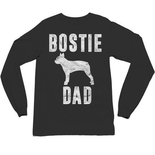 Vintage Boston Terrier Dad Dog Daddy Bostie Father Unisex Long Sleeve T-Shirt - Bostonterriersmerch.com