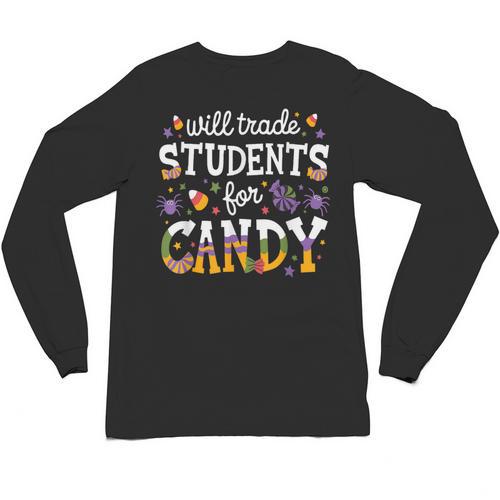 Will Trade Students For Candy Teacher Halloween Costume Tee Unisex Long Sleeve T-Shirt - teacherstshirts.com CA