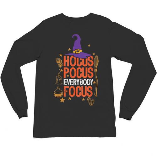 Witchy Halloween Hocus Pocus Everybody Focus Teacher Pumpkin Unisex Long Sleeve T-Shirt - teacherstshirts.com