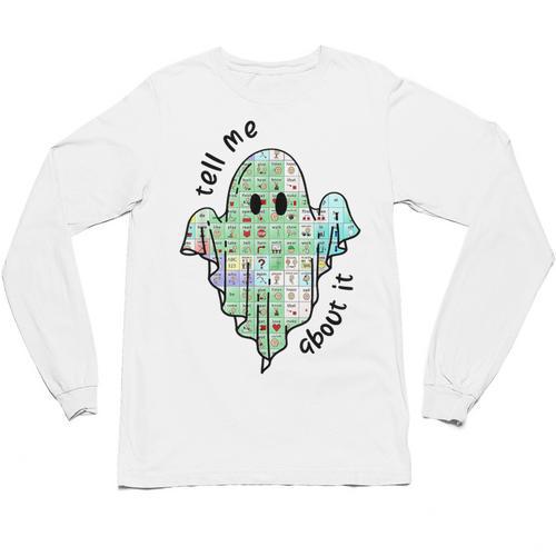 AAC Ghost Tell Me About It Speech Pathology AAC Sped Teacher Unisex Long Sleeve T-Shirt - teacherstshirts.com DE