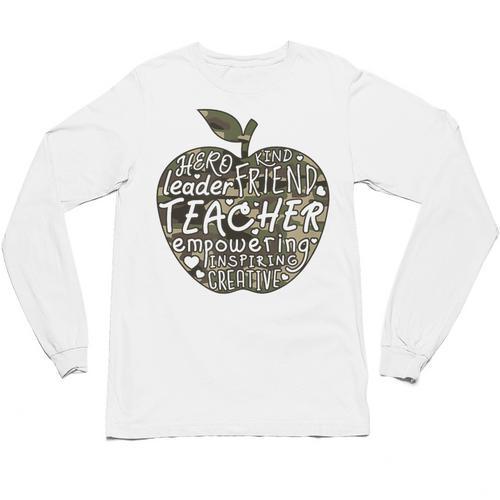 Apple Camoflauge Clothing Camo Student Teacher Cute School Unisex Long Sleeve T-Shirt - teacherstshirts.com AU