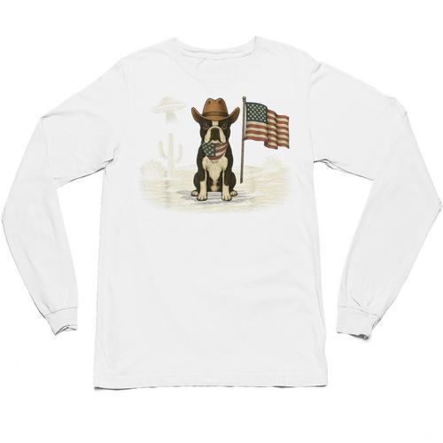 Boston Terrier 4th Of July US American Flag Dog Patriotic Unisex Long Sleeve T-Shirt - Bostonterriersmerch.com