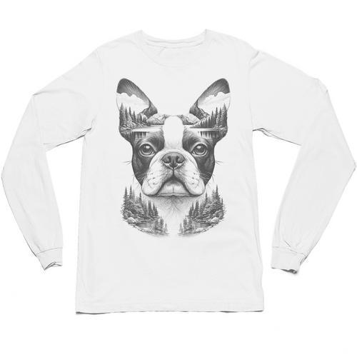 Boston Terrier Dog Bostie Nature Memorial Idea Men Women Unisex Long Sleeve T-Shirt - Bostonterriersmerch.com CA