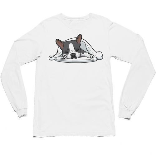 Boston Terrier Dog Official Sleeping Men Women Girls Kids Unisex Long Sleeve T-Shirt - Bostonterriersmerch.com