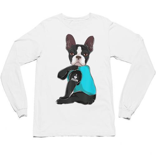 Boston Terrier I Love Mom Apparel Unisex Long Sleeve T-Shirt - Bostonterriersmerch.com