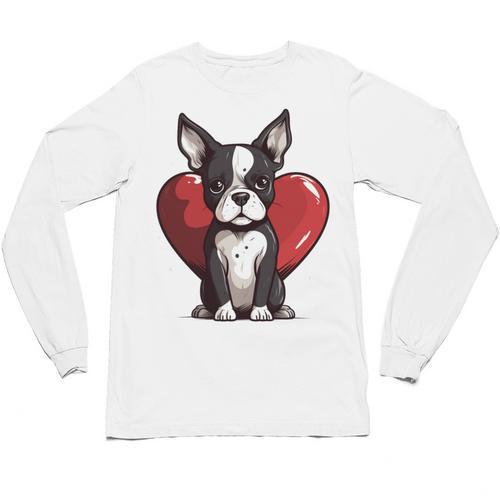 Boston Terrier Mom Dad Bostie Dog Lover Valentines Day Unisex Long Sleeve T-Shirt - Bostonterriersmerch.com