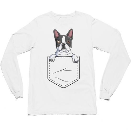 Boston Terrier In The Pocket Cute Boston Terrier Dog Lovers Men Women Girls Kids Unisex Long Sleeve T-Shirt - Bostonterriersmerch.com