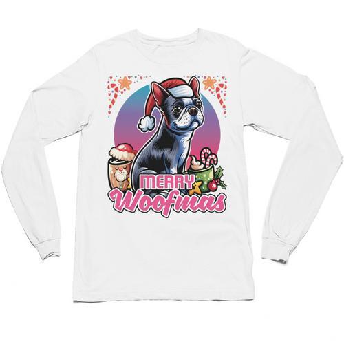 Boston Terrier Santa Claus Coffee Mug Merry Christmas Dogs Unisex Long Sleeve T-Shirt - Bostonterriersmerch.com