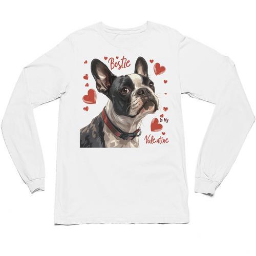 Boston Terrier Is My Valentine Cute Pet Dog Owner Valentine Unisex Long Sleeve T-Shirt - Bostonterriersmerch.com