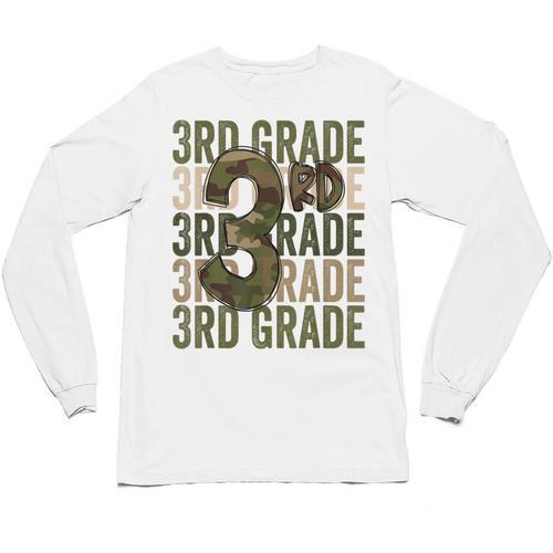 Camo Team 3rd Grade Squad Back To School Teacher Kids Boys Unisex Long Sleeve T-Shirt - teacherstshirts.com AU