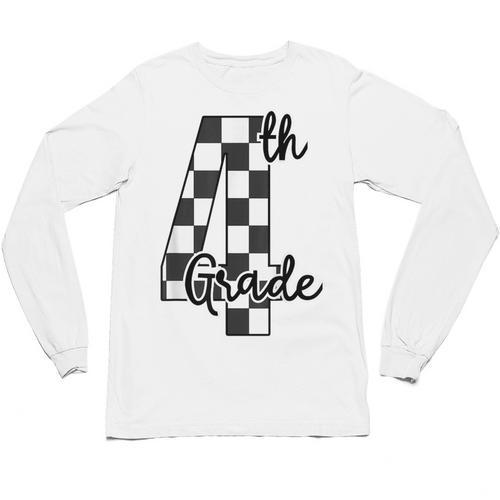 Checkered Fourth Grade Back To School Teachers Students Unisex Long Sleeve T-Shirt - teacherstshirts.com DE