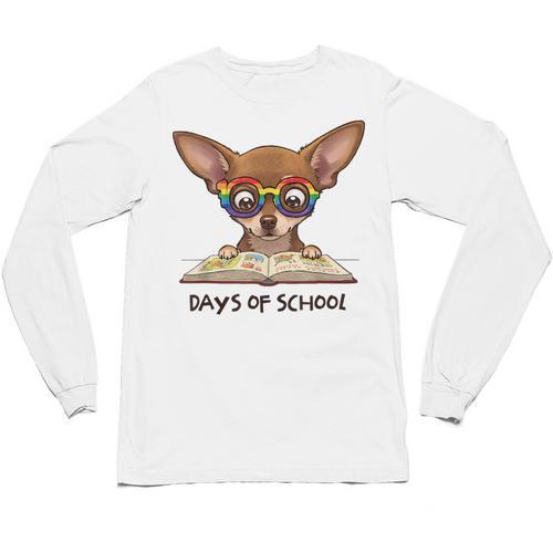 Chihuahua 100 Days Of School Rainbow Glasses Teacher Unisex Long Sleeve T-Shirt - teacherstshirts.com DE