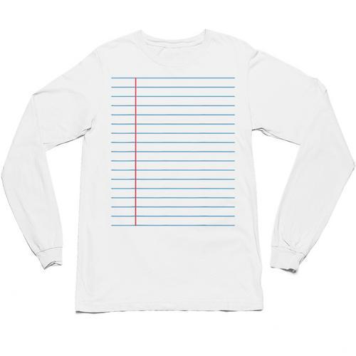 College Ruled Lined Paper Student Teacher Professor Costume Unisex Long Sleeve T-Shirt - teacherstshirts.com AU