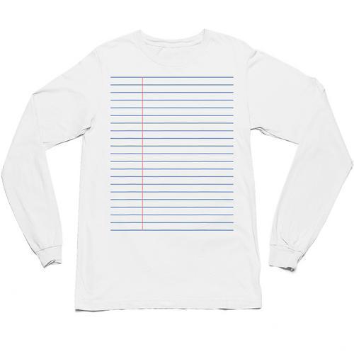 Colleged Ruled Paper Lined Writer Student Professor Teacher Unisex Long Sleeve T-Shirt - teacherstshirts.com UK