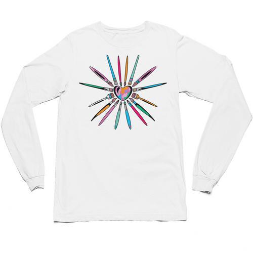 Cool Brush Heart Shape Art Teacher Paint For Artist Painter Unisex Long Sleeve T-Shirt - teacherstshirts.com