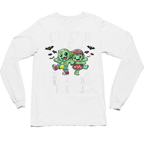 Creepin It Real Monster School Preschool Teacher Halloween Unisex Long Sleeve T-Shirt - teacherstshirts.com AU