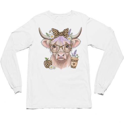 Cute Floral Highland Cow Back To School For Women Teacher Unisex Long Sleeve T-Shirt - teacherstshirts.com AU